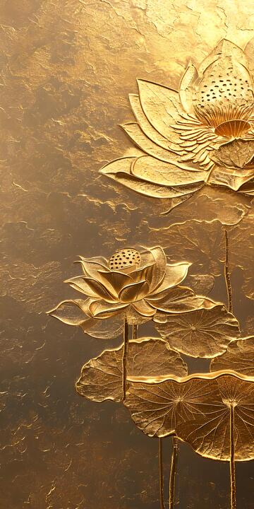 金属风金色莲花浮雕设计素材102