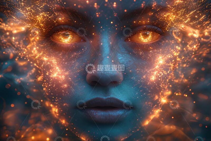 高清大图下载【趣麦麦图】科幻风火焰星尘女性面部设计素材91