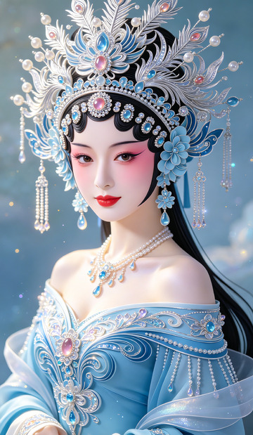 国风仙气古装美人花旦插画设计素材