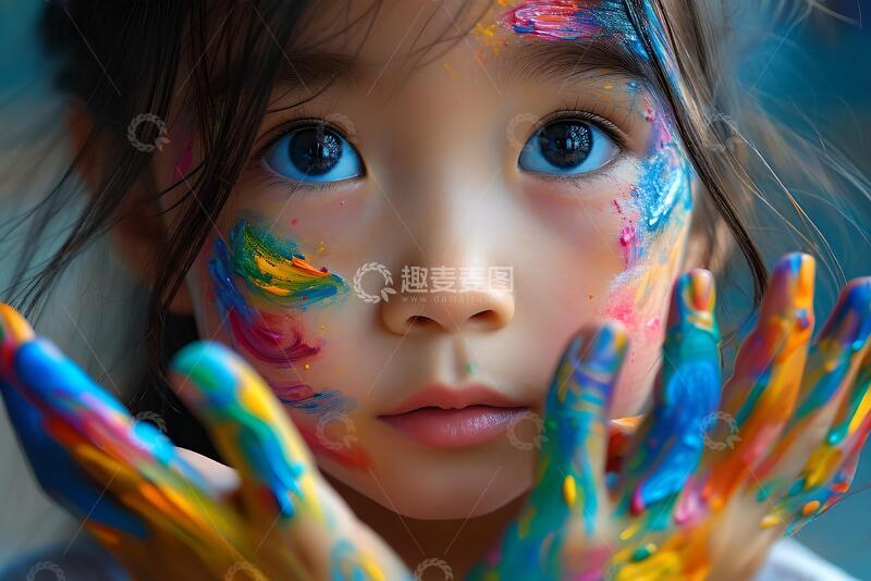 高清大图下载【趣麦麦图】写实风儿童彩绘手部特写设计素材158