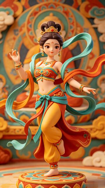 国风手绘飞天舞女3D模型素材