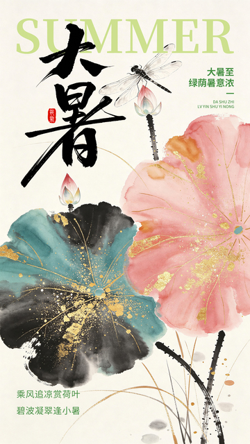 荷花蜻蜓荷叶大暑