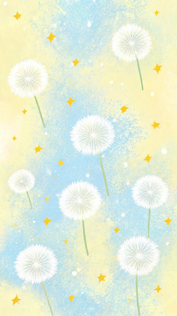梦幻风蒲公英飘散插画设计素材