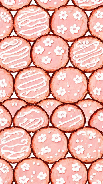 手绘风粉色糖霜饼干插画素材