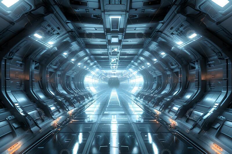 高清大图下载【趣麦麦图】-科幻风太空飞船走廊3D渲染素材112