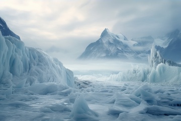 雪山山峰雪地自然美景