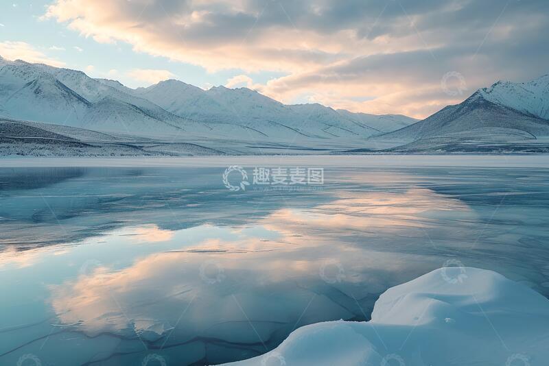 高清大图下载【趣麦麦图】写实风雪山湖面冰川摄影素材144