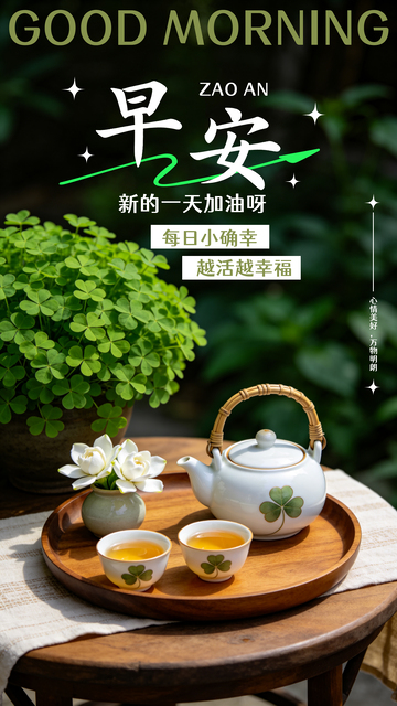 栀子花四叶草茶水