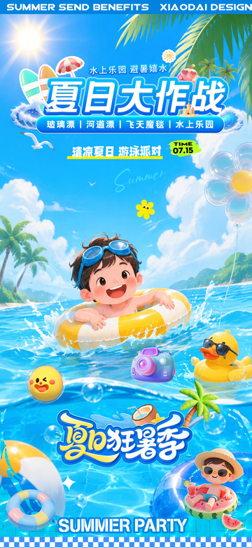 夏日狂暑季游泳活动清凉海报1