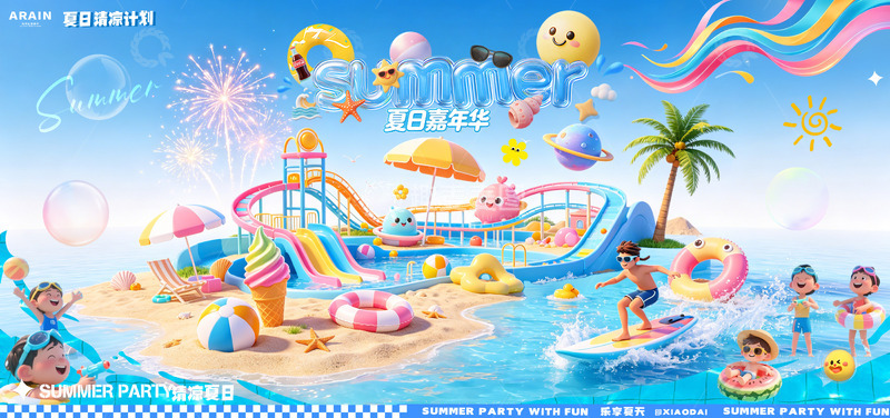 源文件下载【趣麦麦图】-夏日嘉年华游乐场活动背景板2
