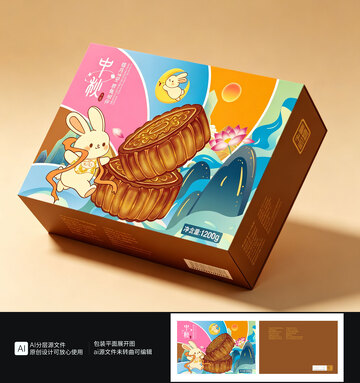 月饼插画包装盒
