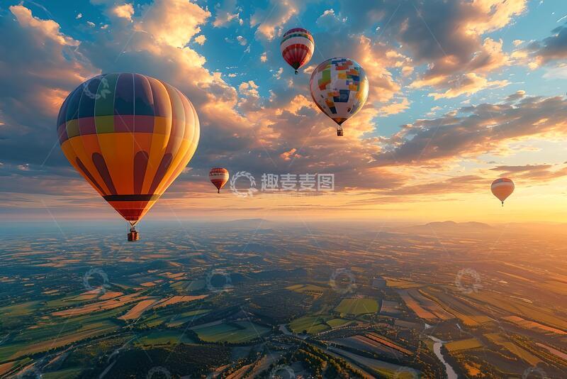 高清大图下载【趣麦麦图】-摄影风热气球日出航拍风景素材17