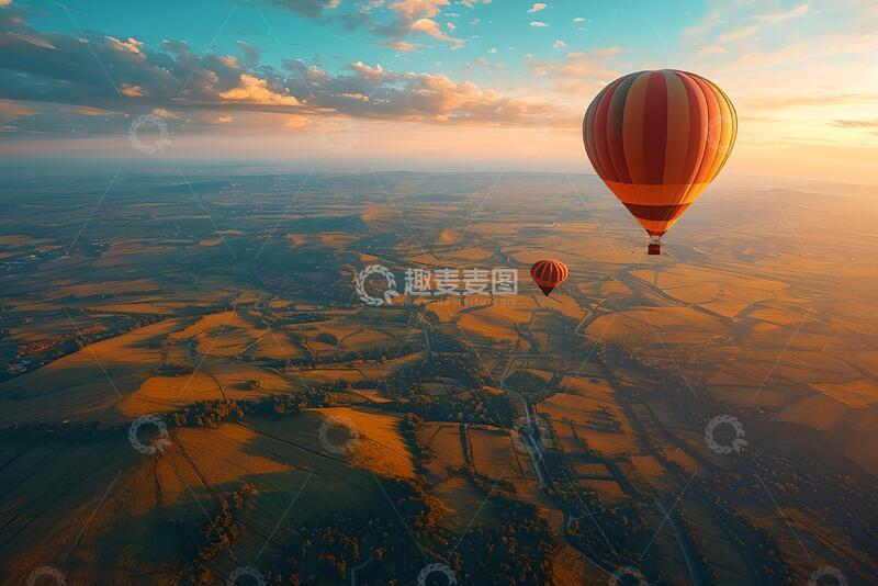 高清大图下载【趣麦麦图】-摄影风热气球日出航拍风景素材67