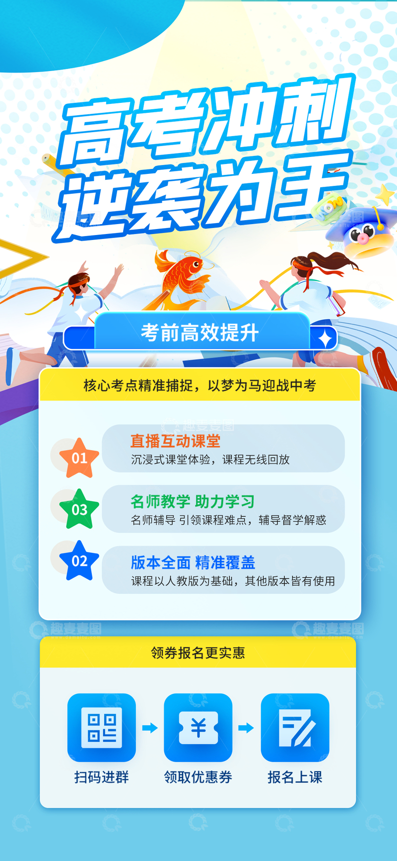 源文件下载【趣麦麦图】卡通风高考冲刺学习宣传海报设计素材