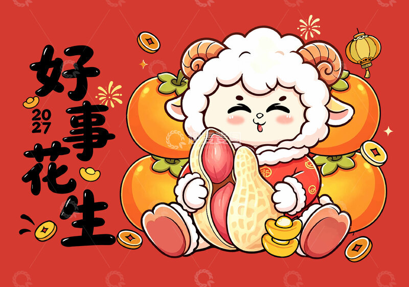 源文件下载【趣麦麦图】羊年国潮插画