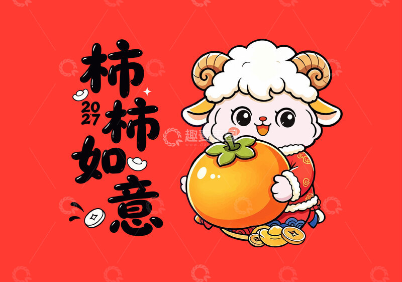 源文件下载【趣麦麦图】-2027羊年卡通生肖卡通插画