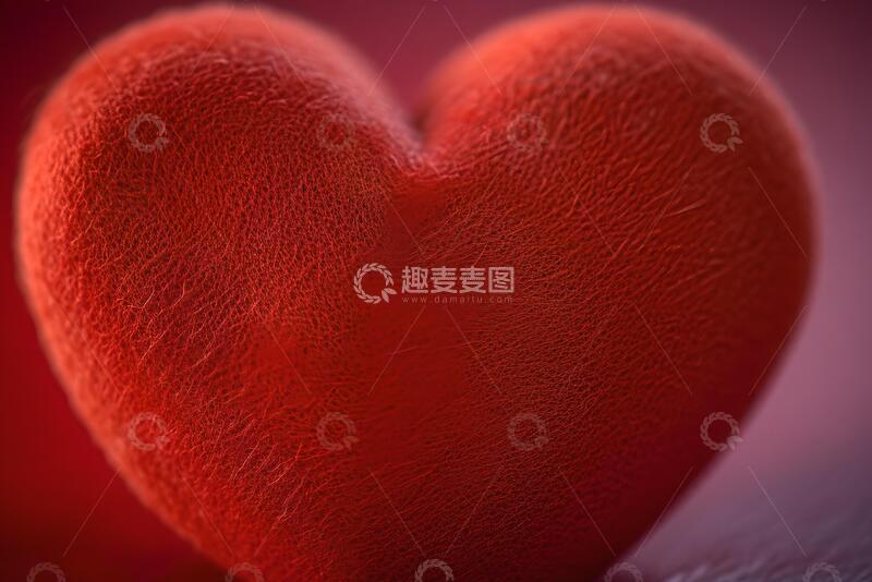 高清大图下载【趣麦麦图】-毛绒质感爱心红色心形设计素材356