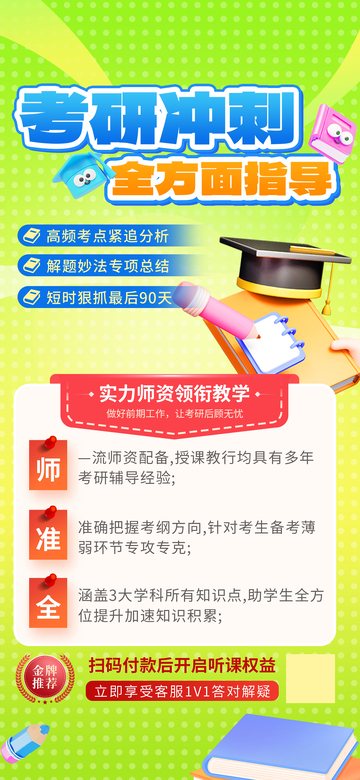 卡通风考研冲刺辅导宣传海报设计素材