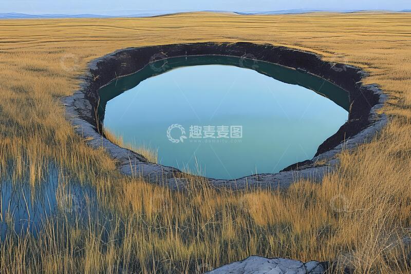 高清大图下载【趣麦麦图】写实风自然景观圆形水潭摄影素材