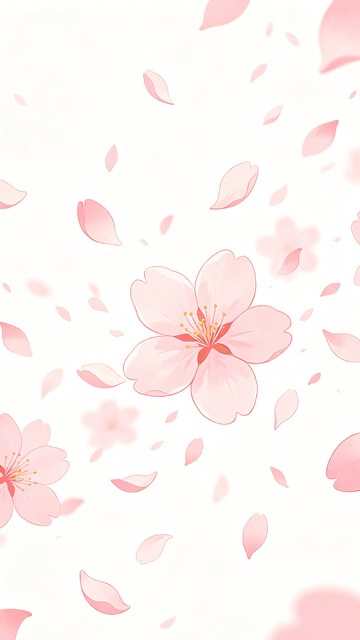 手绘风樱花飘落唯美背景素材