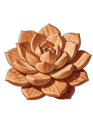木纹风多肉植物手绘插画设计素材
