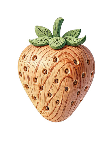 木纹风草莓果实插画设计素材