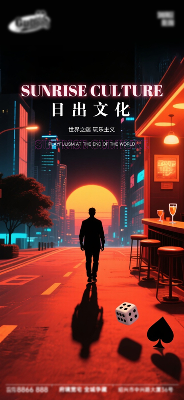赛博朋克风日出文化城市街景设计素材