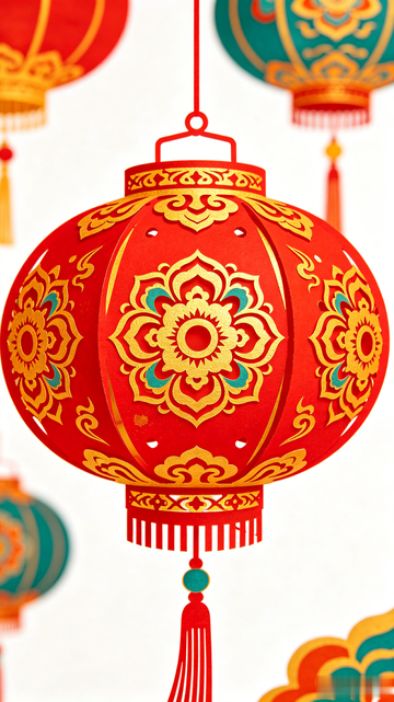 国风新年红灯笼插画设计素材