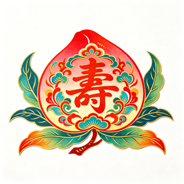 国风寿桃吉祥图案设计素材