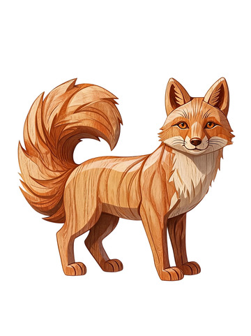 木纹风格狐狸动物插画设计素材
