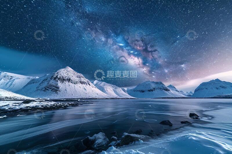 高清大图下载【趣麦麦图】星空风极地雪山夜景摄影素材28