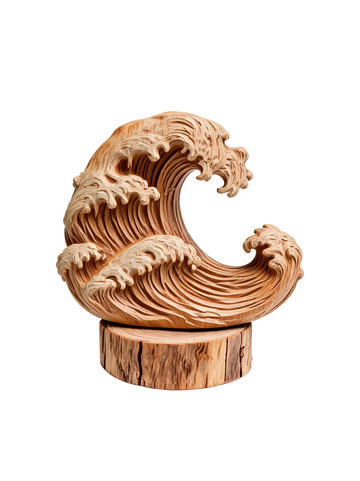 木雕风海浪艺术雕刻设计素材