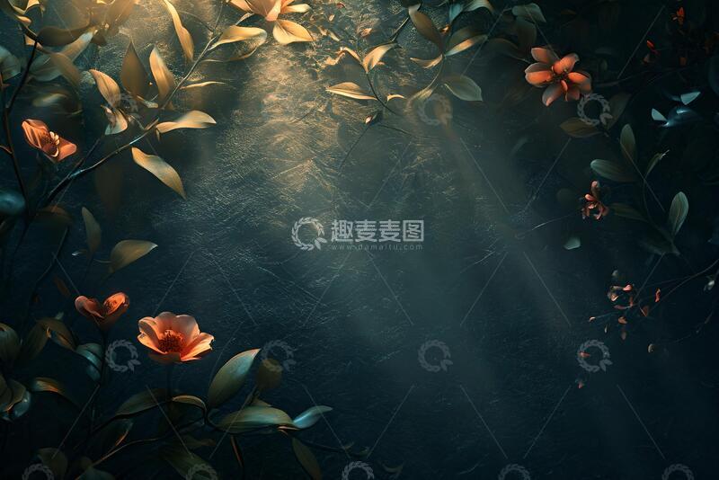 高清大图下载【趣麦麦图】暗黑系光影森林花卉插画设计素材37