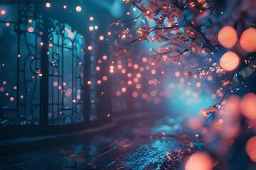 梦幻风夜景樱花庭院光影设计素材62