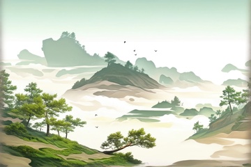 水墨简约松树山林背景