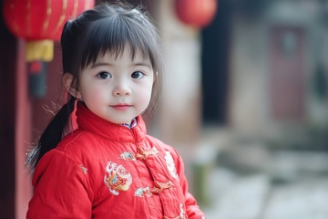 穿棉袄的可爱小女孩
