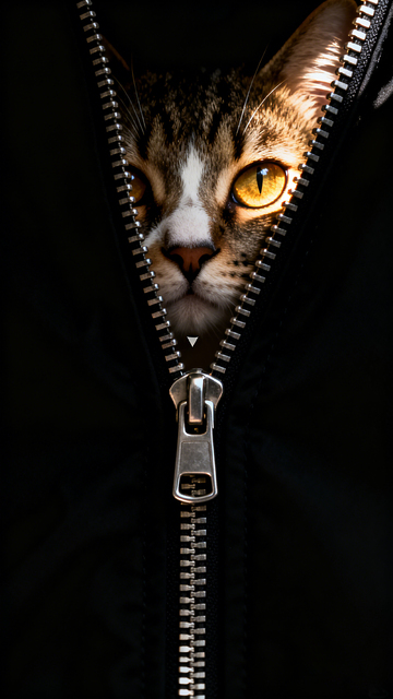 暗黑风猫咪探头拉链创意设计素材