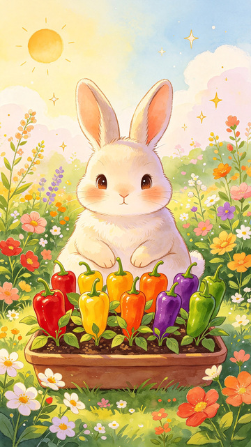 白色小兔子在植物中