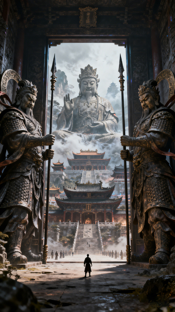 国风玄幻佛像宫殿场景设计素材