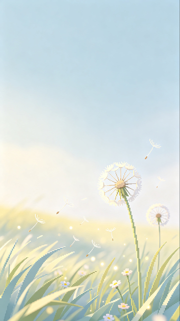 插画风蒲公英随风飘散设计素材