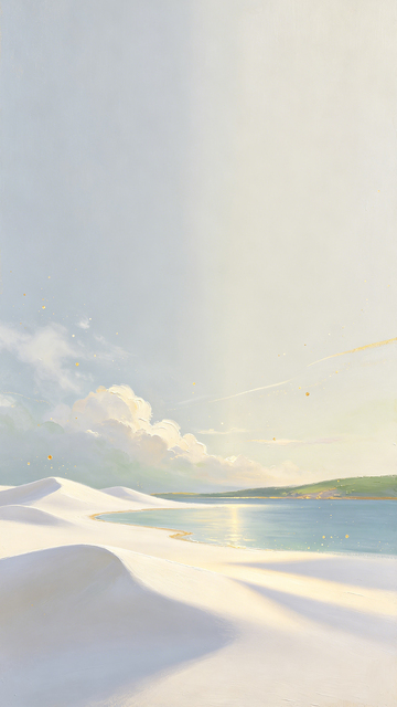 插画风雪原湖景自然风光设计素材