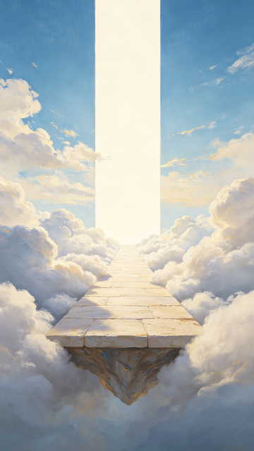 奇幻风格云中石桥插画设计素材