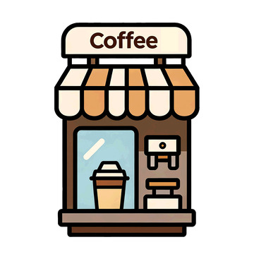 扁平风咖啡店插画设计素材免抠png