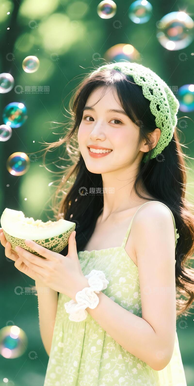 高清大图下载【趣麦麦图】-夏天治愈系森系女生壁纸