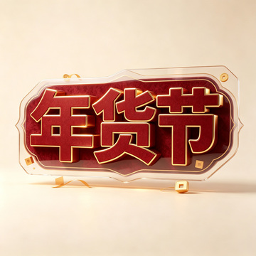 立体风年货节红色喜庆设计素材