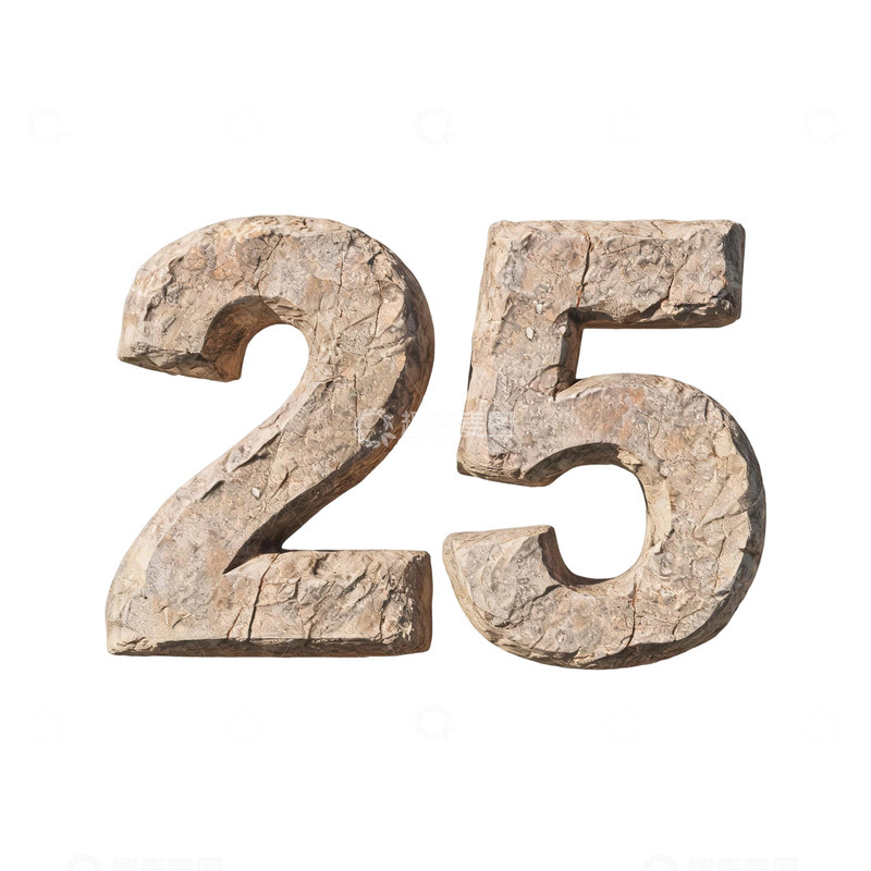 高清大图下载【趣麦麦图】石材质感数字25雕刻设计素材