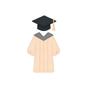 卡通风格毕业礼服学士帽设计素材