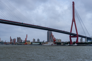 上海枢纽杨浦大桥桥梁景观摄影素材