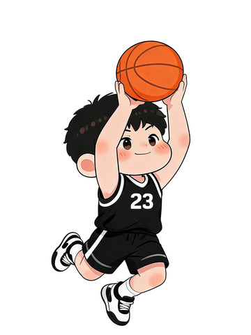 卡通风篮球少年投篮插画设计素材