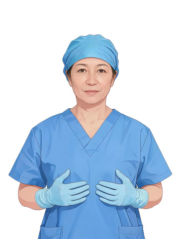 插画风医护人员蓝色制服设计素材